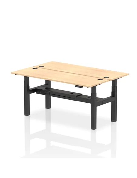 Dynamic Air 1800 x 600mm Height Adjustable 2 Person Bench Desk Maple Top Cable Ports HA02514