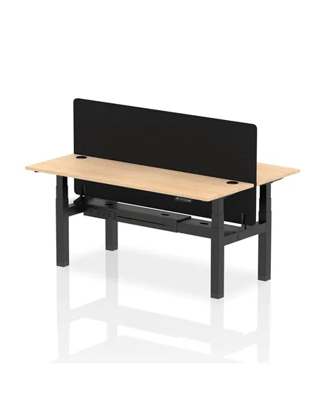 Dynamic Air 1800 x 600mm Height Adjustable 2 Person Bench Desk Maple Top Cable Ports Screen HA02515
