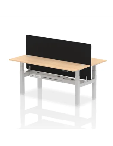 Dynamic Air 1800 x 600mm Height Adjustable 2 Person Bench Desk Maple Top Cable Ports Screen HA02517