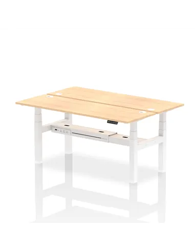 Dynamic Air 1800 x 600mm Height Adjustable 2 Person Bench Desk Maple Top Cable Ports HA02518