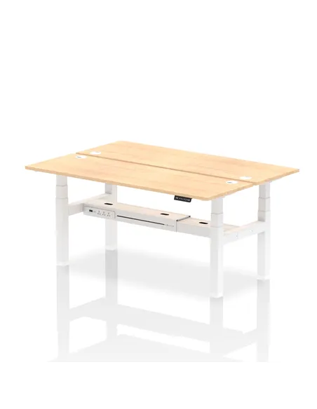 Dynamic Air 1800 x 600mm Height Adjustable 2 Person Bench Desk Maple Top Cable Ports HA02518