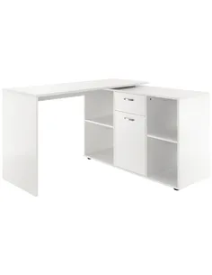 HOMCOM L-Shaped Computer Desk with Storage Compartments, Drawer and Cabinet, Laptop PC Corner Table, Home Office Workstation, 12