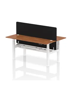 Dynamic Air 1800 x 600mm Height Adjustable 2 Person Bench Desk Walnut Top Cable Ports Screen HA02531