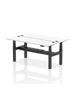 Dynamic Air 1800 x 600mm Height Adjustable 2 Person Bench Desk White Top Cable Ports HA02532