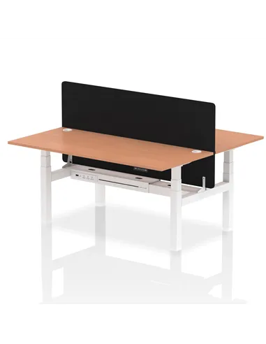 Dynamic Air 1800 x 800mm Height Adjustable 2 Person Bench Desk Beech Top Cable Ports Screen HA02615