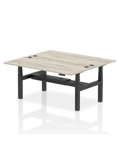 Dynamic Air 1800 x 800mm Height Adjustable 2 Person Bench Desk Grey Oak Top Cable Ports HA02622