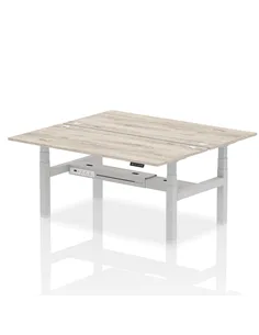 Dynamic Air 1800 x 800mm Height Adjustable 2 Person Bench Desk Grey Oak Top Cable Ports HA02624