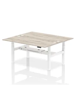 Dynamic Air 1800 x 800mm Height Adjustable 2 Person Bench Desk Grey Oak Top Cable Ports HA02626