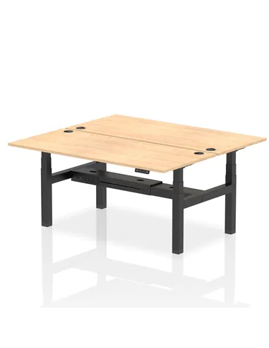 Dynamic Air 1800 x 800mm Height Adjustable 2 Person Bench Desk Maple Top Cable Ports HA02634