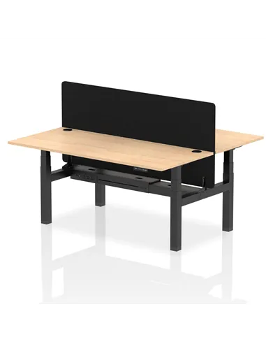Dynamic Air 1800 x 800mm Height Adjustable 2 Person Bench Desk Maple Top Cable Ports Screen HA02635