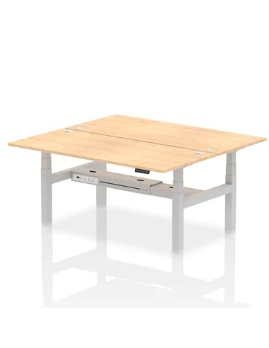 Dynamic Air 1800 x 800mm Height Adjustable 2 Person Bench Desk Maple Top Cable Ports HA02636