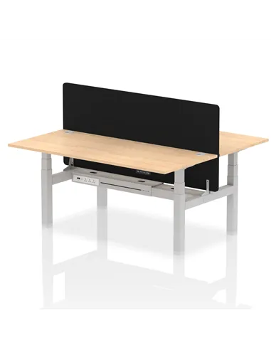 Dynamic Air 1800 x 800mm Height Adjustable 2 Person Bench Desk Maple Top Cable Ports Screen HA02637