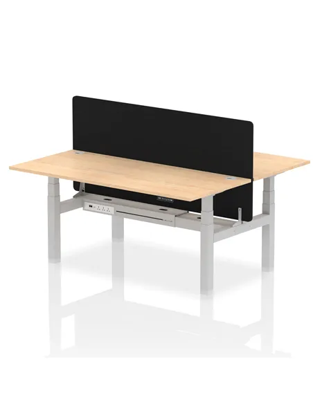 Dynamic Air 1800 x 800mm Height Adjustable 2 Person Bench Desk Maple Top Cable Ports Screen HA02637