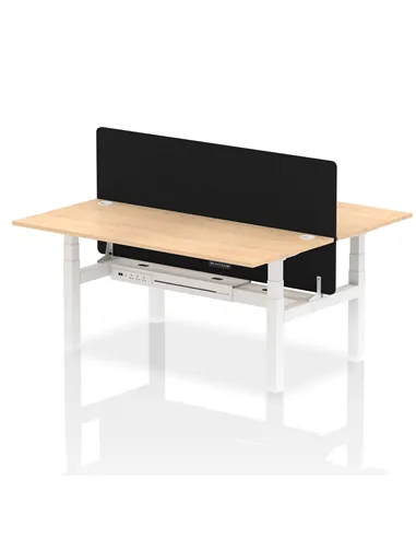 Dynamic Air 1800 x 800mm Height Adjustable 2 Person Bench Desk Maple Top Cable Ports Screen HA02639