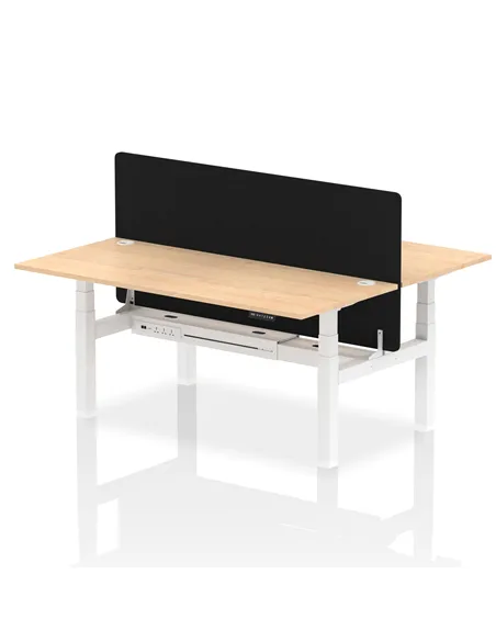 Dynamic Air 1800 x 800mm Height Adjustable 2 Person Bench Desk Maple Top Cable Ports Screen HA02639