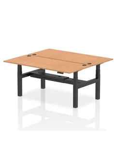 Dynamic Air 1800 x 800mm Height Adjustable 2 Person Bench Desk Oak Top Cable Ports HA02646