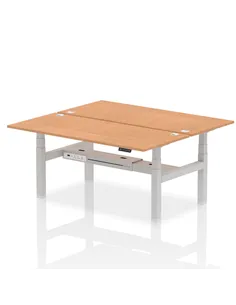 Dynamic Air 1800 x 800mm Height Adjustable 2 Person Bench Desk Oak Top Cable Ports HA02648