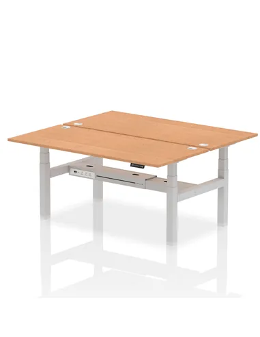 Dynamic Air 1800 x 800mm Height Adjustable 2 Person Bench Desk Oak Top Cable Ports HA02648
