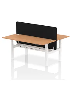 Dynamic Air 1800 x 800mm Height Adjustable 2 Person Bench Desk Oak Top Cable Ports Screen HA02651