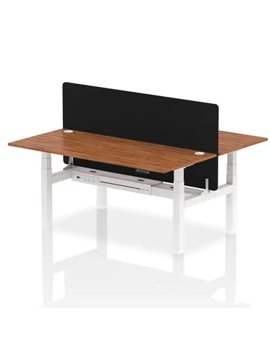 Dynamic Air 1800 x 800mm Height Adjustable 2 Person Bench Desk Walnut Top Cable Ports Screen HA02663