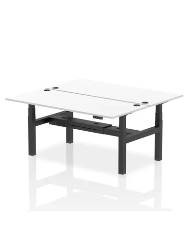 Dynamic Air 1800 x 800mm Height Adjustable 2 Person Bench Desk White Top Cable Ports HA02670