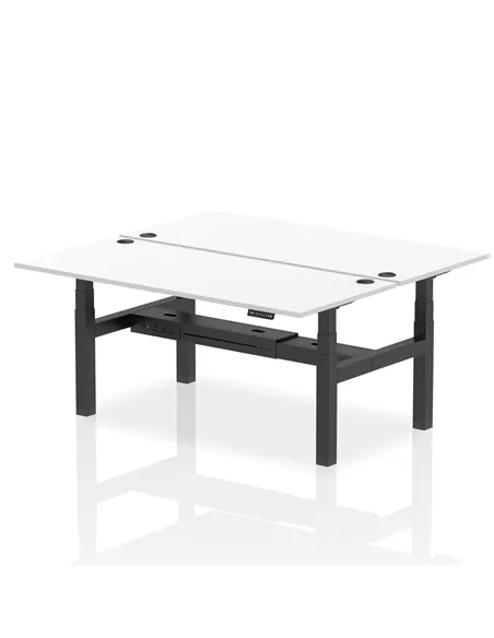 Dynamic Air 1800 x 800mm Height Adjustable 2 Person Bench Desk White Top Cable Ports HA02670