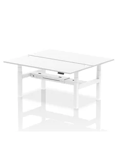 Dynamic Air 1800 x 800mm Height Adjustable 2 Person Bench Desk White Top Cable Ports HA02674