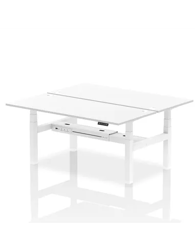 Dynamic Air 1800 x 800mm Height Adjustable 2 Person Bench Desk White Top Cable Ports HA02674