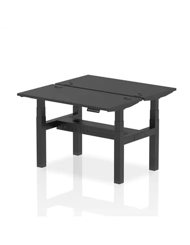 Dynamic Air 1200 x 600mm Height Adjustable 2 Person Bench Desk Black Top Cable Ports HA02826