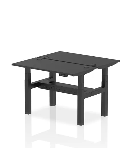 Dynamic Air 1200 x 600mm Height Adjustable 2 Person Bench Desk Black Top Cable Ports HA02826