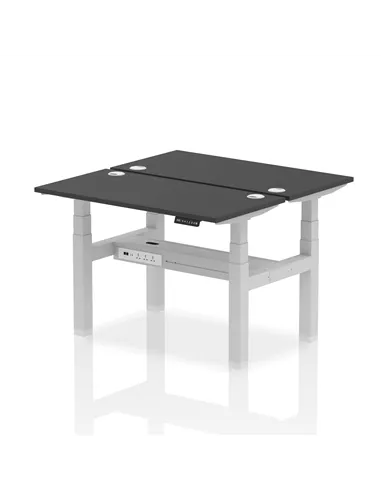 Dynamic Air 1200 x 600mm Height Adjustable 2 Person Bench Desk Black Top Cable Ports HA02828