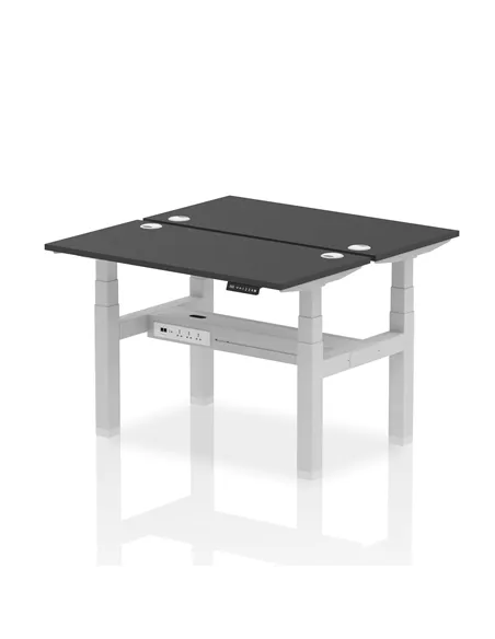 Dynamic Air 1200 x 600mm Height Adjustable 2 Person Bench Desk Black Top Cable Ports HA02828