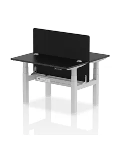 Dynamic Air 1200 x 600mm Height Adjustable 2 Person Bench Desk Black Top Cable Ports Screen HA02829
