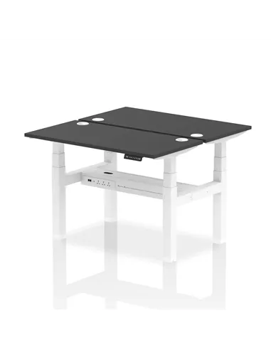 Dynamic Air 1200 x 600mm Height Adjustable 2 Person Bench Desk Black Top Cable Ports HA02830