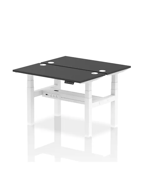 Dynamic Air 1200 x 600mm Height Adjustable 2 Person Bench Desk Black Top Cable Ports HA02830