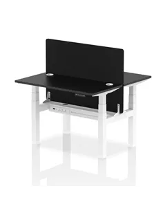 Dynamic Air 1200 x 600mm Height Adjustable 2 Person Bench Desk Black Top Cable Ports Screen HA02831