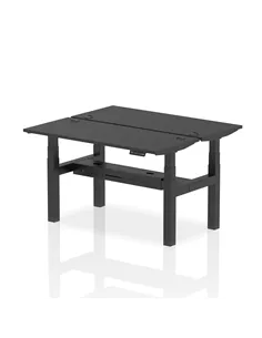 Dynamic Air 1400 x 600mm Height Adjustable 2 Person Bench Desk Black Top Cable Ports HA02880