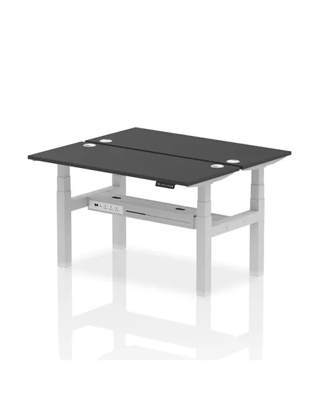 Dynamic Air 1400 x 600mm Height Adjustable 2 Person Bench Desk Black Top Cable Ports HA02882