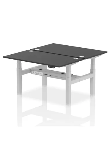 Dynamic Air 1400 x 800mm Height Adjustable 2 Person Bench Desk Black Top Cable Ports HA02900
