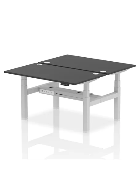Dynamic Air 1400 x 800mm Height Adjustable 2 Person Bench Desk Black Top Cable Ports HA02900