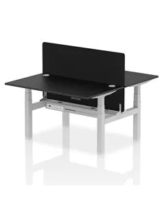 Dynamic Air 1400 x 800mm Height Adjustable 2 Person Bench Desk Black Top Cable Ports Screen HA02901