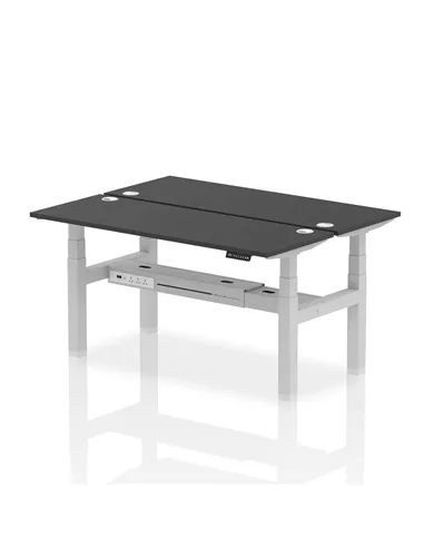 Dynamic Air 1600 x 600mm Height Adjustable 2 Person Bench Desk Black Top Cable Ports HA02936