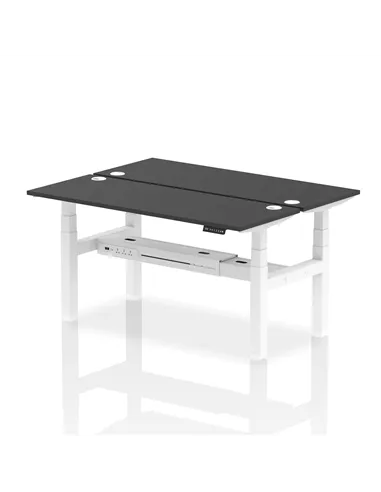 Dynamic Air 1600 x 600mm Height Adjustable 2 Person Bench Desk Black Top Cable Ports HA02938