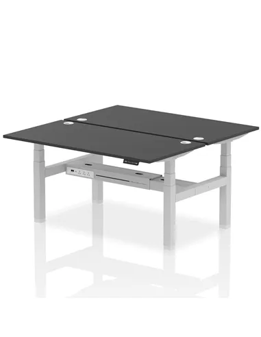Dynamic Air 1600 x 800mm Height Adjustable 2 Person Bench Desk Black Top Cable Ports HA02954