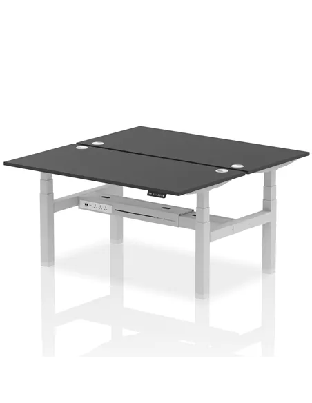 Dynamic Air 1600 x 800mm Height Adjustable 2 Person Bench Desk Black Top Cable Ports HA02954