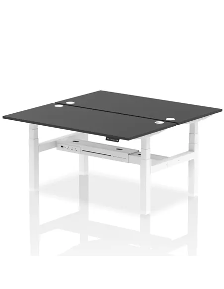 Dynamic Air 1600 x 800mm Height Adjustable 2 Person Bench Desk Black Top Cable Ports HA02956