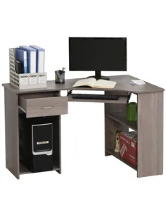 HOMCOM L-Shaped Corner Computer Desk w/ 2 Shelves Wide Worktop Keyboard Tray Drawer & CPU Stand Home Office Study Bedroom Furnit