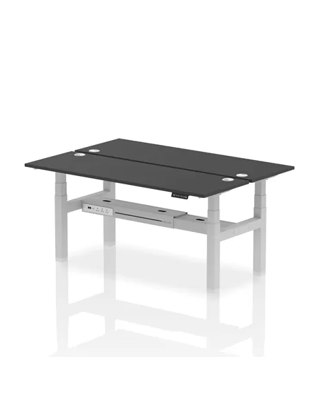 Dynamic Air 1800 x 600mm Height Adjustable 2 Person Bench Desk Black Top Cable Ports HA02990