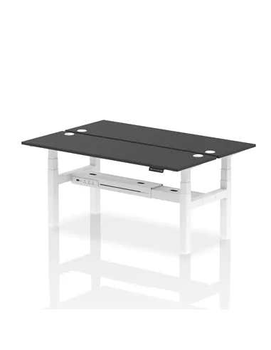 Dynamic Air 1800 x 600mm Height Adjustable 2 Person Bench Desk Black Top Cable Ports HA02992