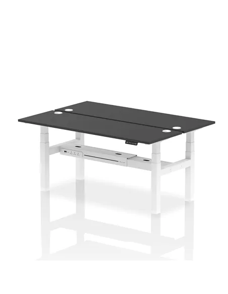 Dynamic Air 1800 x 600mm Height Adjustable 2 Person Bench Desk Black Top Cable Ports HA02992